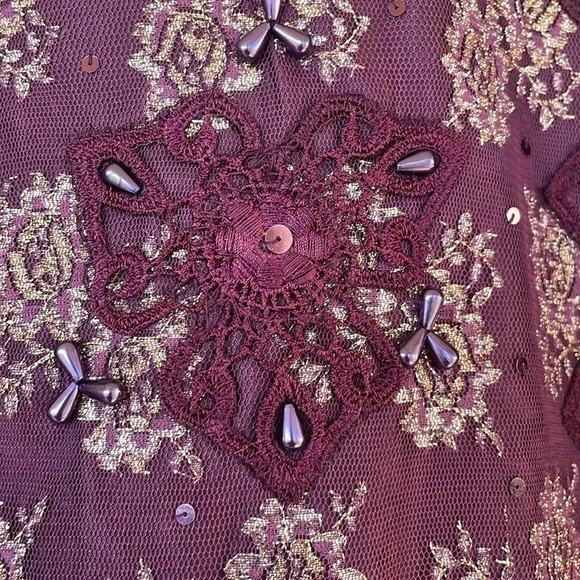 Coldwater Creek Purple Lace Silk/Polyester Embellished Jacket - Picture 10 of 10